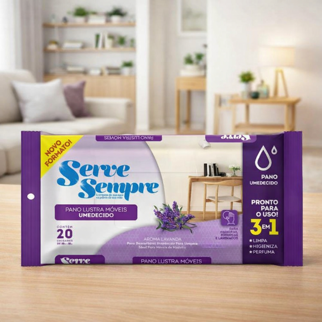 Pano Lustra Móveis Umedecido